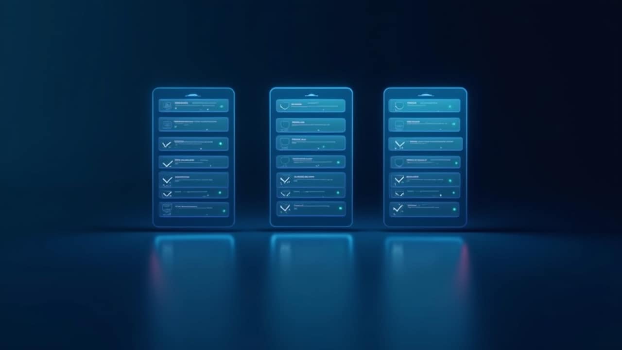 Abstract illustration of several software platform icons being weighed against each other on a scale