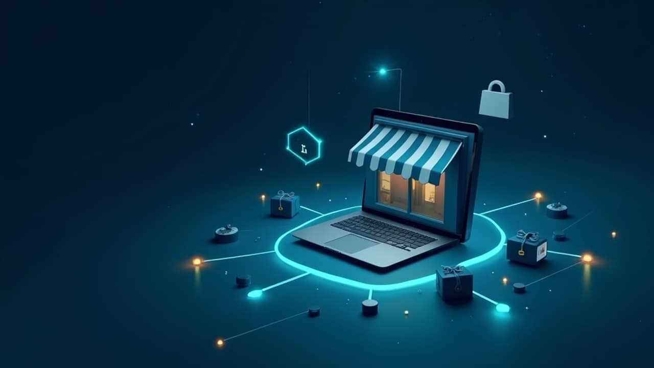 Diagram of a Shopify storefront connected to an MLM direct selling back office showing distributor genealogy, orders, and commission payouts